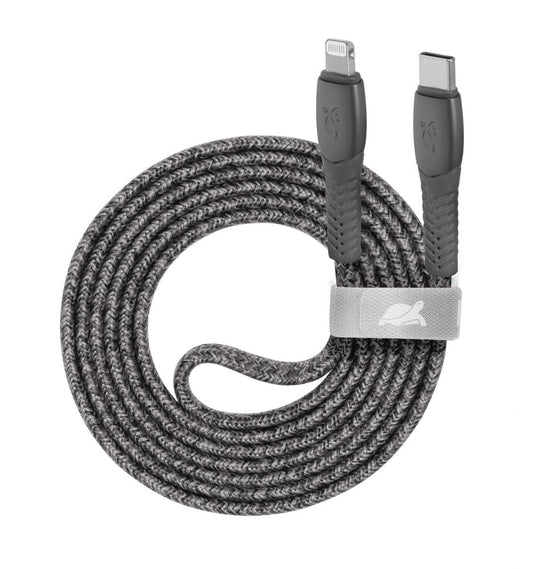 Cavo ricarica piatto in Nylon resistente Type-C / Lightning  1,2m grigio