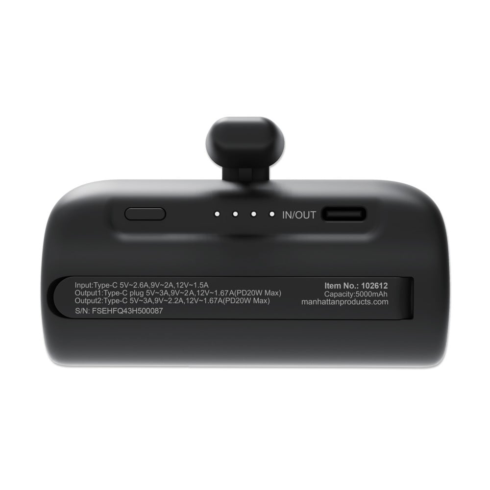 Power Bank PD 5000 mAh con Presa USB-C&trade; Integrata 20W Nero