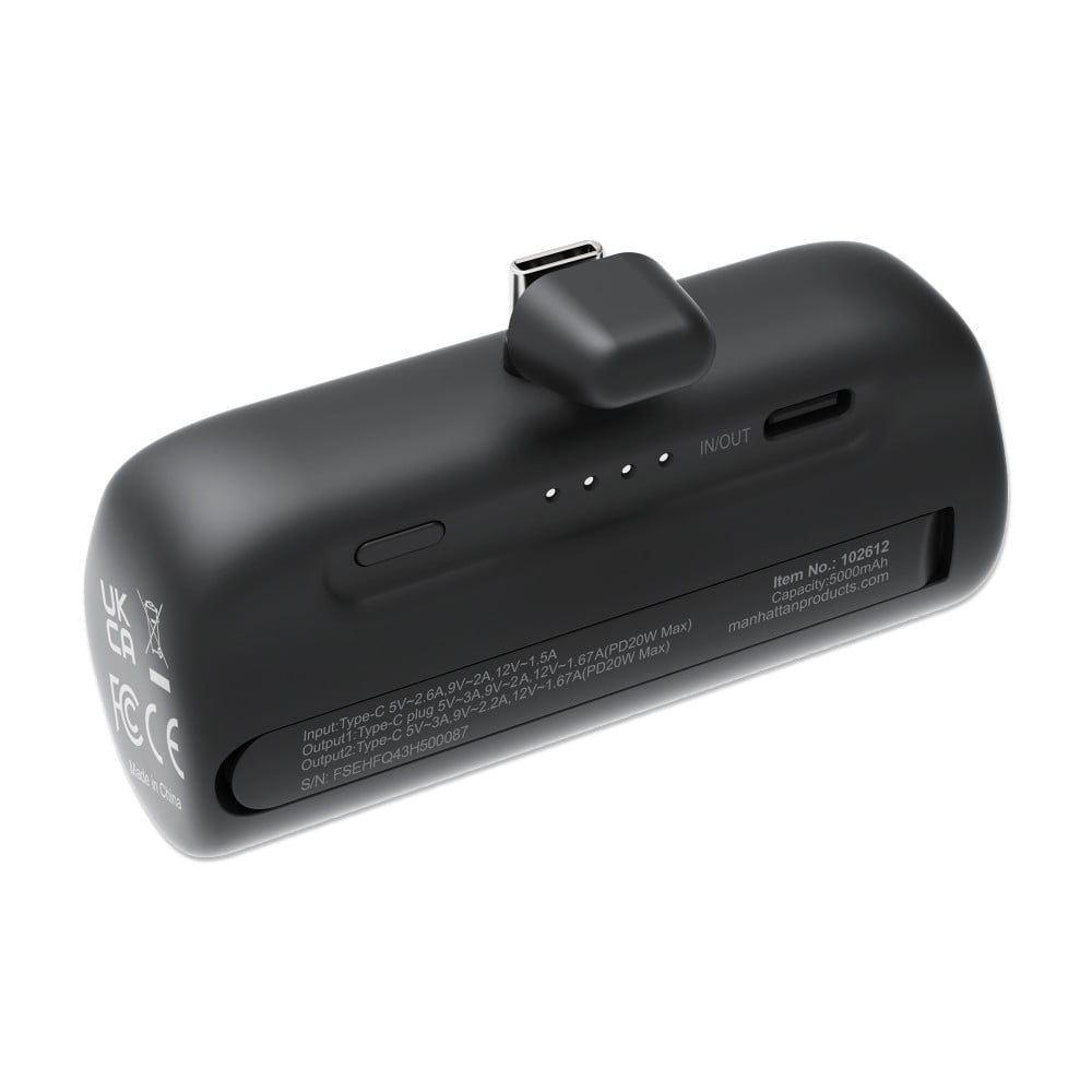 Power Bank PD 5000 mAh con Presa USB-C&trade; Integrata 20W Nero