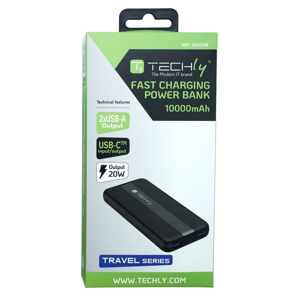 Power Bank  Smartphone 10000 mAh 20W USB-C&trade; 3 Porte Output con Cavo