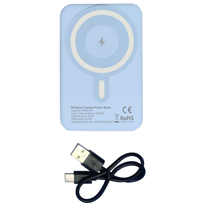 Power Bank Wireless Magnetico 3 in 1 con LED 10.000 mAh 22,5W Azzurro