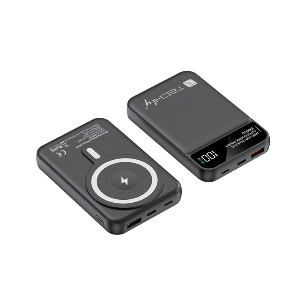 Power Bank Wireless Magnetico 3 in 1 con LED 10.000 mAh 22,5W Nero