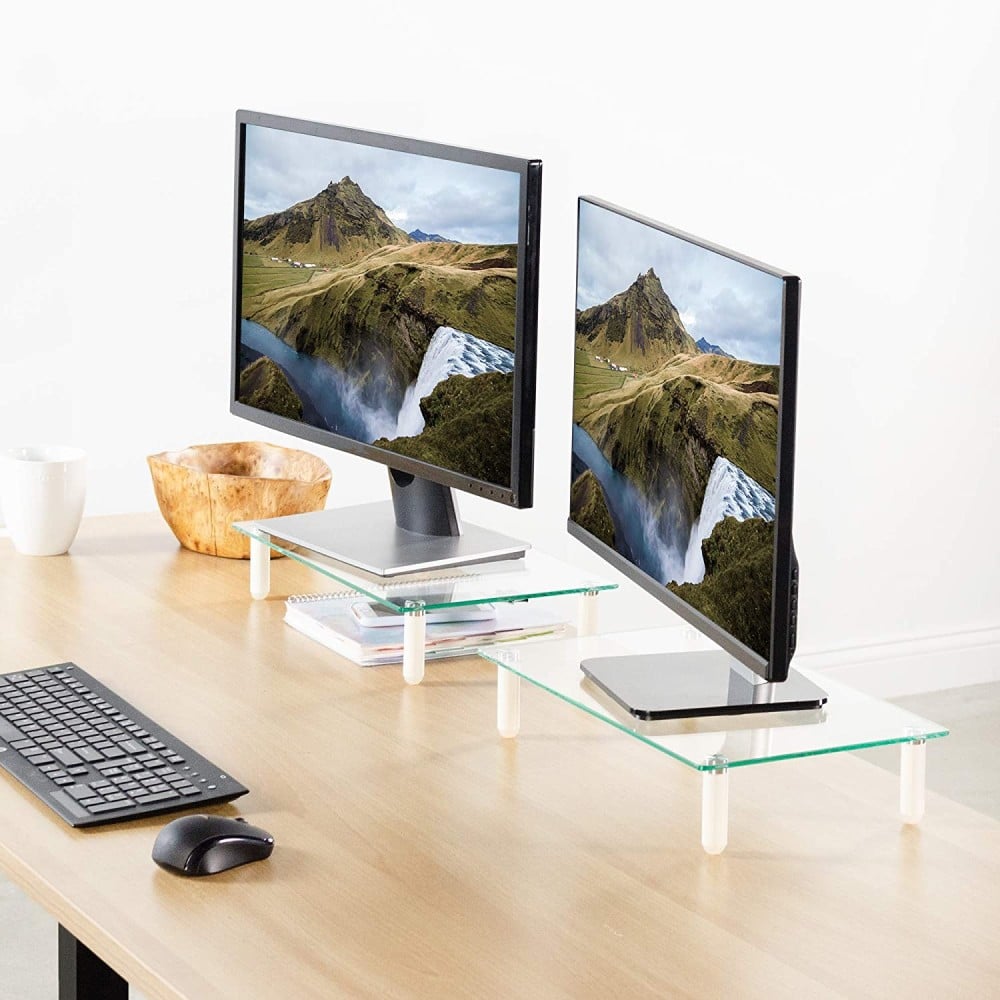 Ripiano Universale in Vetro Trasparente per Monitor Laptop Notebook