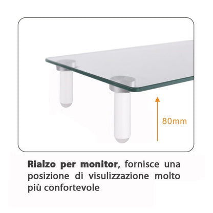 Ripiano Universale in Vetro Trasparente per Monitor Laptop Notebook
