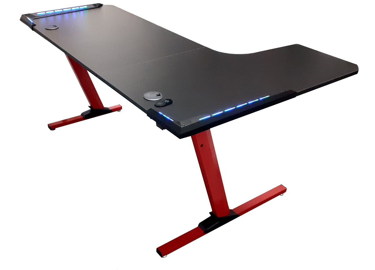 Tavolo Cortek gaming L-SHAPE RGB 160cm black/red