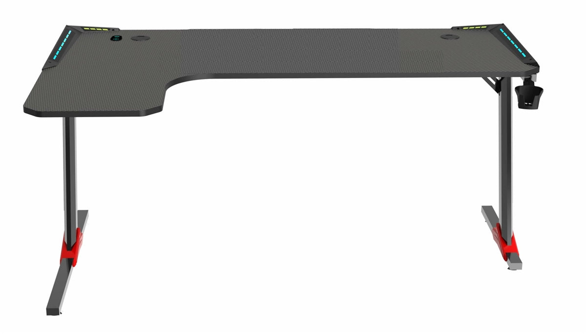 Tavolo Cortek gaming L-SHAPE RGB 160cm black/red