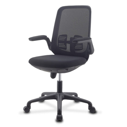Sedia per Ufficio Regolabile in Altezza con Braccioli Pieghevoli Nera