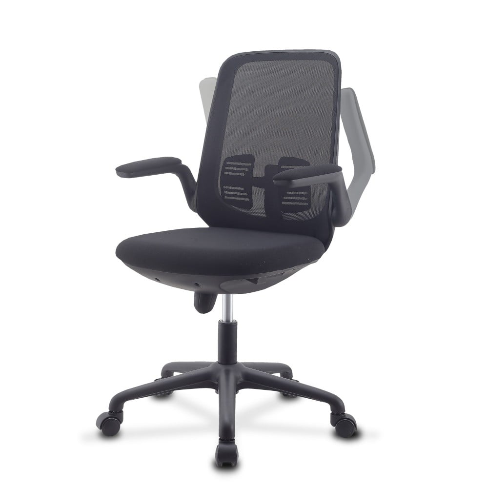 Sedia per Ufficio Regolabile in Altezza con Braccioli Pieghevoli Nera