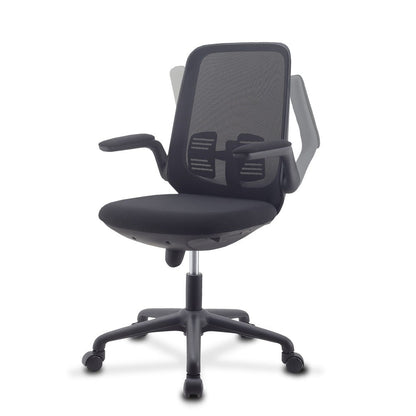 Sedia per Ufficio Regolabile in Altezza con Braccioli Pieghevoli Nera