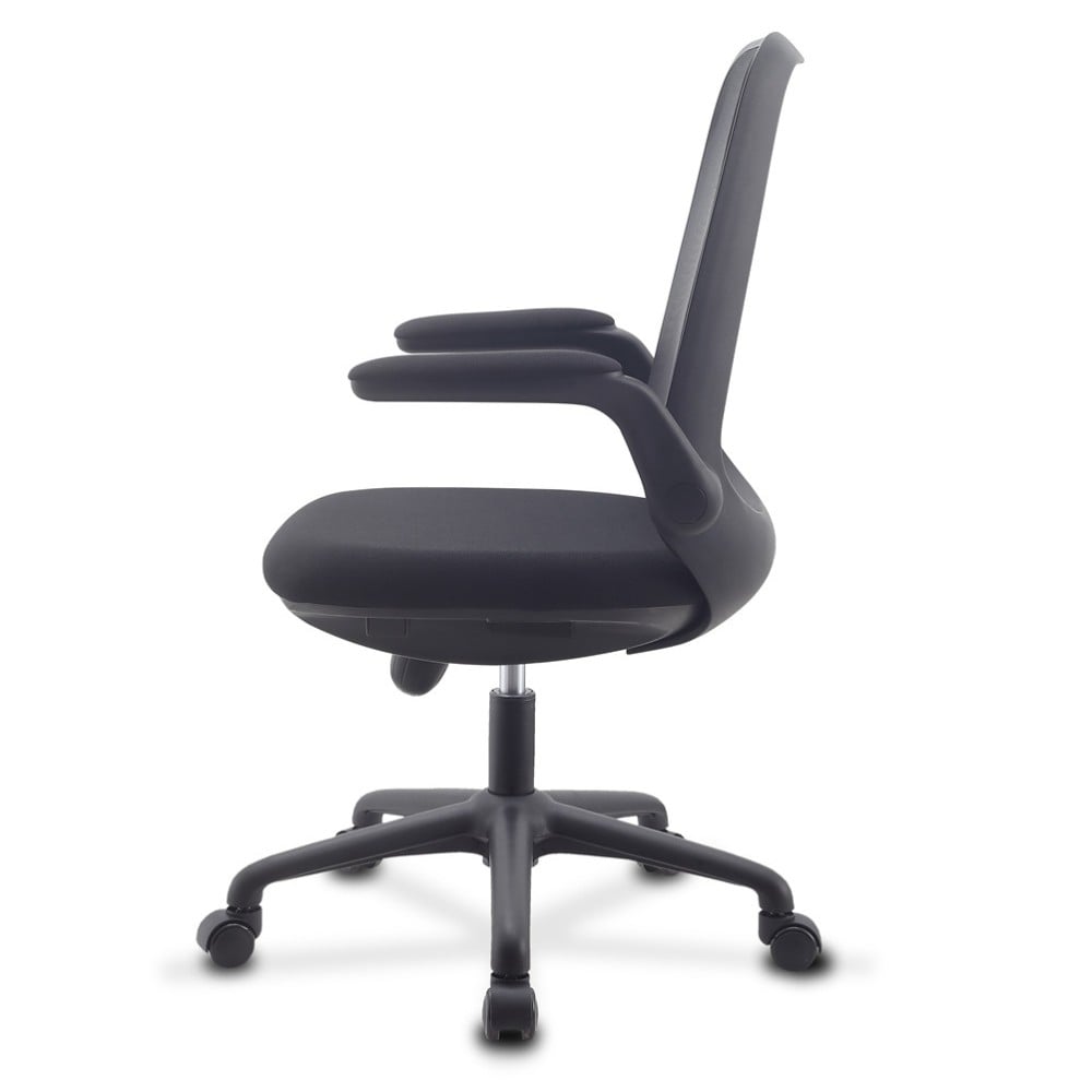 Sedia per Ufficio Regolabile in Altezza con Braccioli Pieghevoli Nera