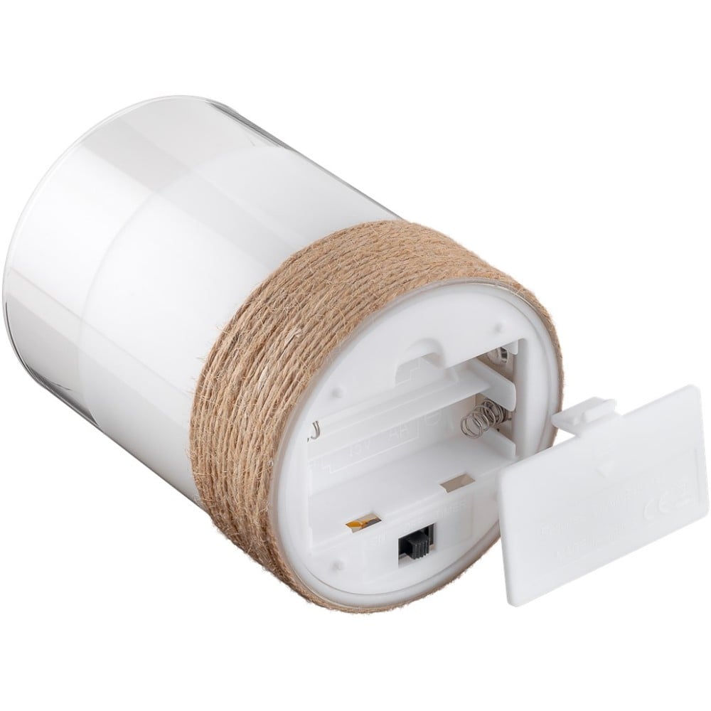 Set di 3 Candele a LED in Vera Cera Bianca in Vetro e Canapa con Timer