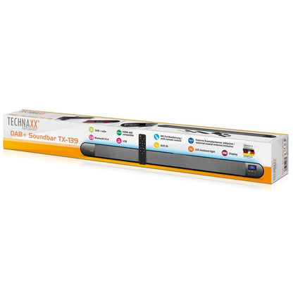 Soundbar con Radio DAB+ e FM Bluetooth V5.0 Connessione Ottica e Luce LED 7 Colori, TX-139