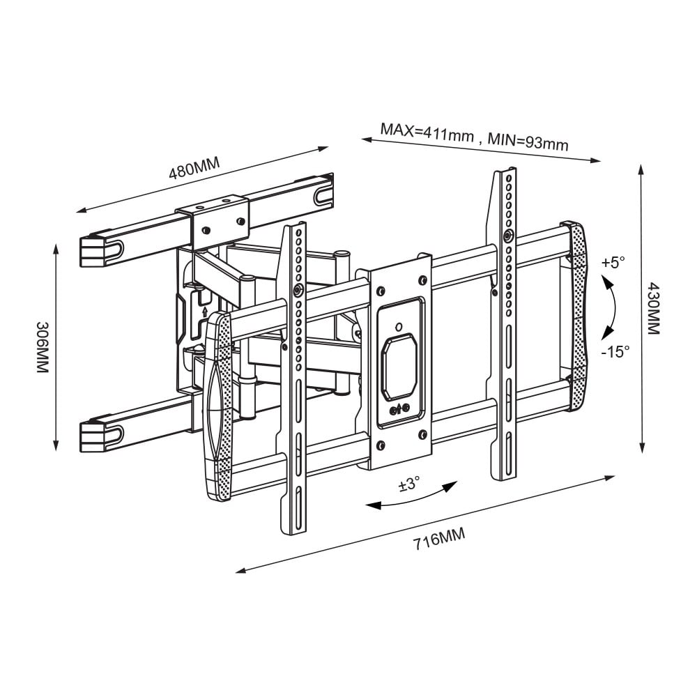 Staffa a Muro con Doppio Braccio per TV LCD 42-75'' Full-Motion