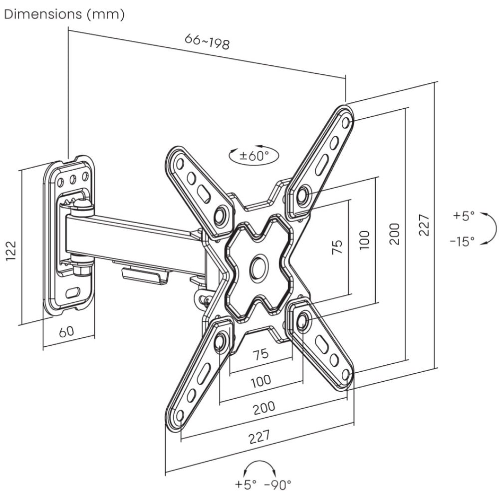 Supporto a Muro Universale 2 Snodi per TV LED-LCD 13-43'' Nero