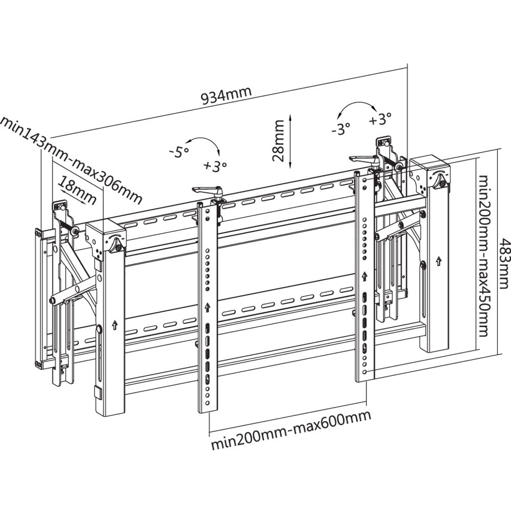 Supporto a Muro Video Wall Pop-Out Antifurto per TV LED LCD 45–70”