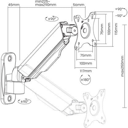 Supporto a Muro con Molla per TV 17-32'' Estensione 39 cm