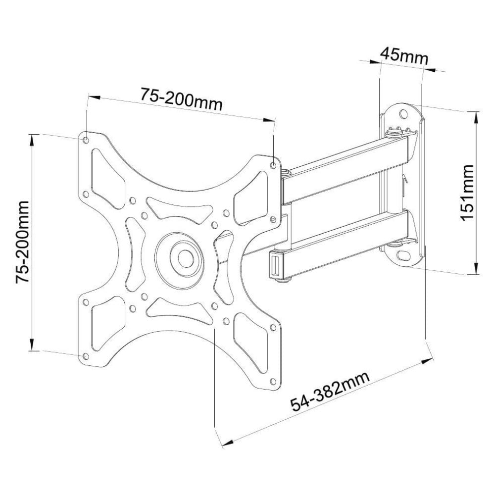 Supporto a Muro per TV LED LCD 19-37'' Full-Motion Nero