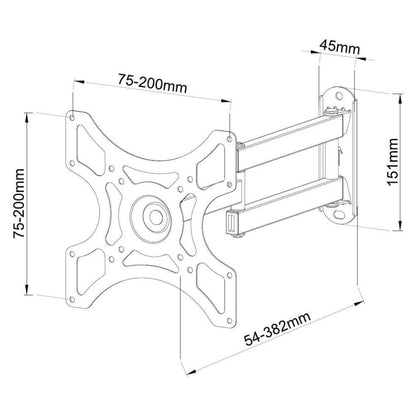 Supporto a Muro per TV LED LCD 19-37'' Full-Motion Nero