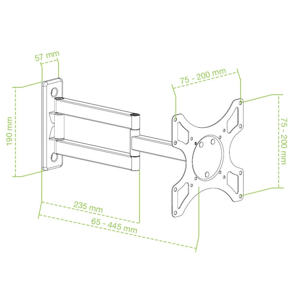 Supporto a Muro per TV LED LCD 19-37'' Inclinabile 3 Snodi Bicolor Bianco Nero