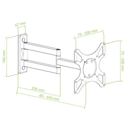 Supporto a Muro per TV LED LCD 19-37'' Inclinabile 3 Snodi Bicolor Bianco Nero