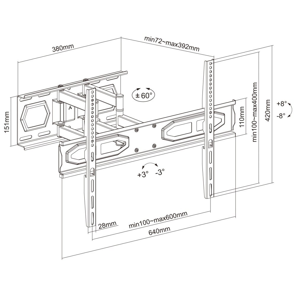 Supporto a Muro per TV LED LCD 32-70'' Full-Motion