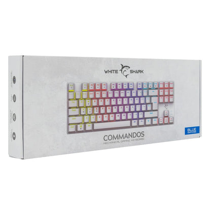 Tastiera Gaming Meccanica USB Anti Ghosting Retroilluminazione LED RGB 87 Tasti Bianco, COMMANDOS