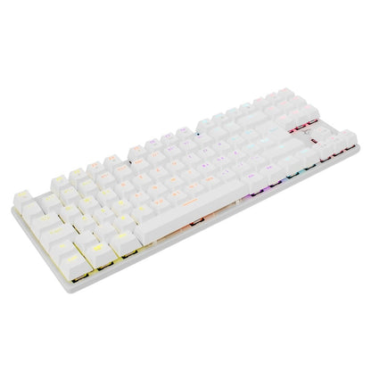Tastiera Gaming Meccanica USB Anti Ghosting Retroilluminazione LED RGB 87 Tasti Bianco, COMMANDOS