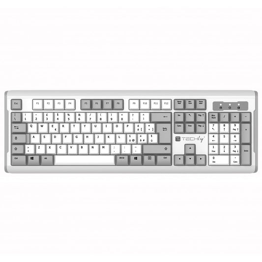 Tastiera Standard USB con Cavo, Bianco e Grigio