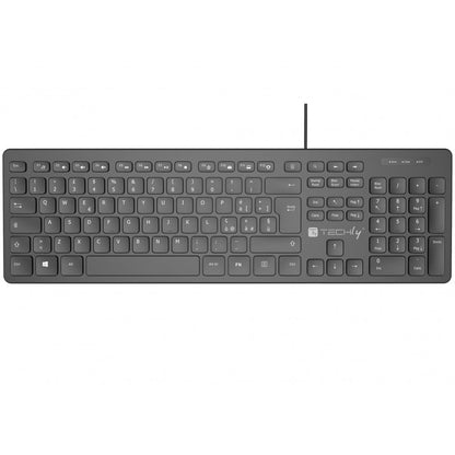 Tastiera USB Standard 109 Tasti Layout Italiano e Hub 3 Porte USB, Nero