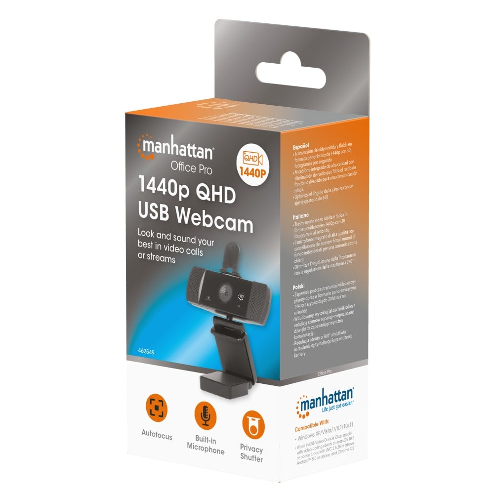 Webcam USB QHD 1440p con Cancellazione del Rumore