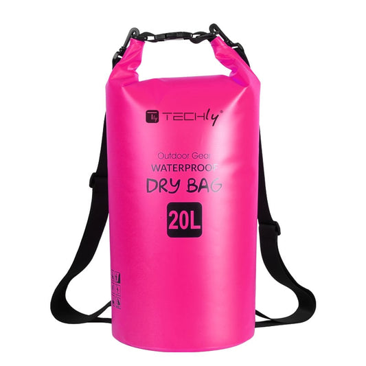 Sacca Impermeabile 20L Dry Bag con Tracolla Regolabile Fucsia