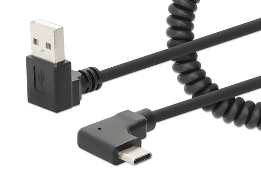 Cavo di Ricarica USB-A a USB-C 1m Spiralato Nero