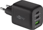Nano Caricatore Alimentatore GaN 2xUSB-C&trade; (PD) + USB-A (QC) da Muro 65W Nero