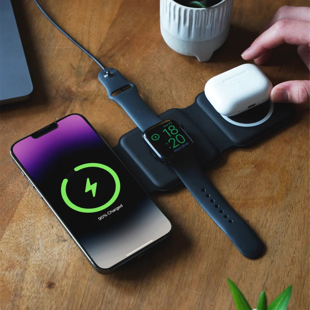 Caricabatterie wireless 3 in 1 pieghevole stazione di ricarica wireless rapida docking station caricatore senza fili
