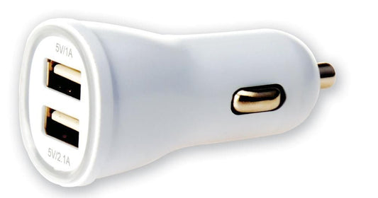 Caricatore da Auto Universale 2 Porte USB 5V 1A&2.1A Bianco