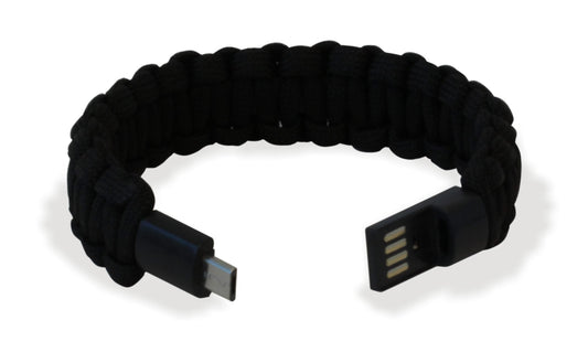 Bracciale Paracord con Micro USB Nero