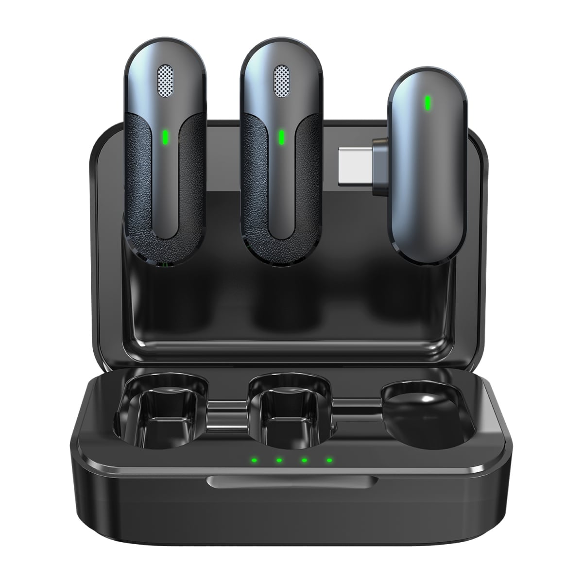 Set 2 Mini Microfoni Lavalier Wireless con Ricevitore USB-C&trade; e Custodia di Ricarica, TX301