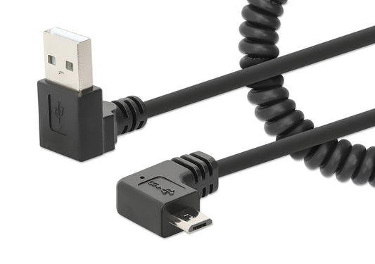 Cavo di Ricarica USB-A a Micro-USB 1m Spiralato Nero