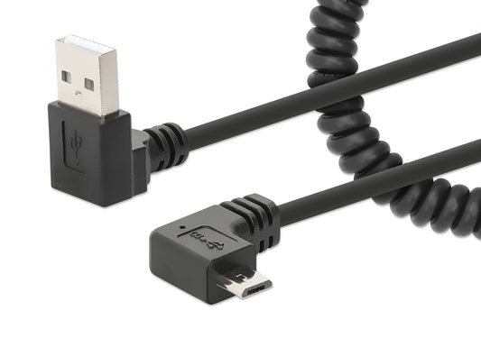 Cavo di Ricarica USB-A a Micro-USB 1m Spiralato Nero