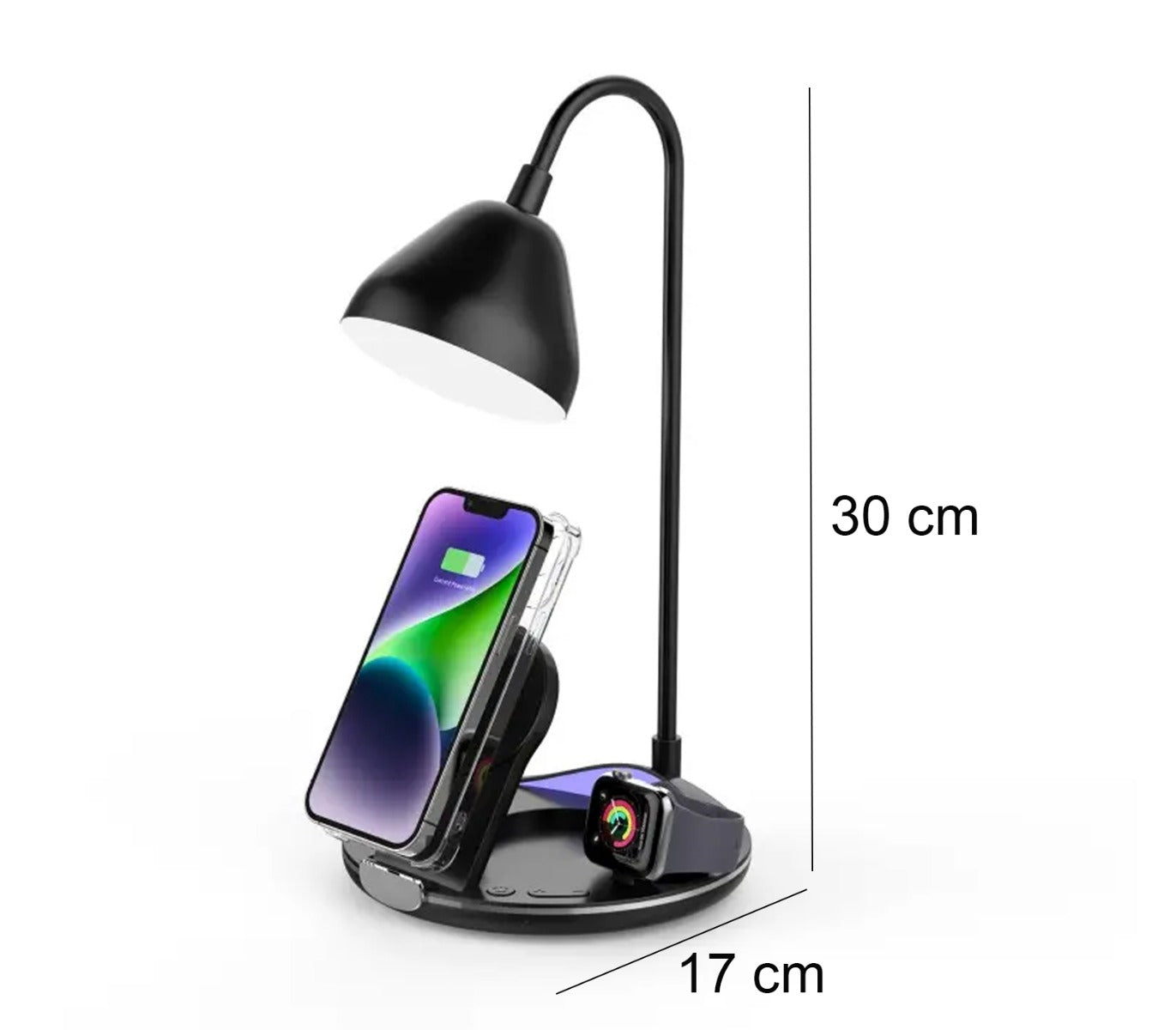 Lampada da Tavolo LED Ricaricabile 5 in 1 - Senza Fili, Caricabatterie Wireless, Dimmerabile con 3 Intensità di Luce