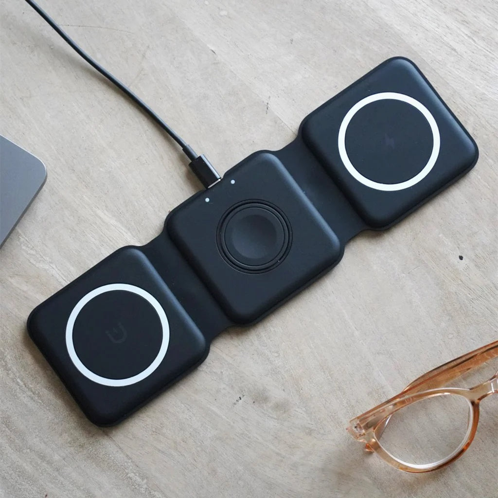 Caricabatterie wireless 3 in 1 pieghevole stazione di ricarica wireless rapida docking station caricatore senza fili