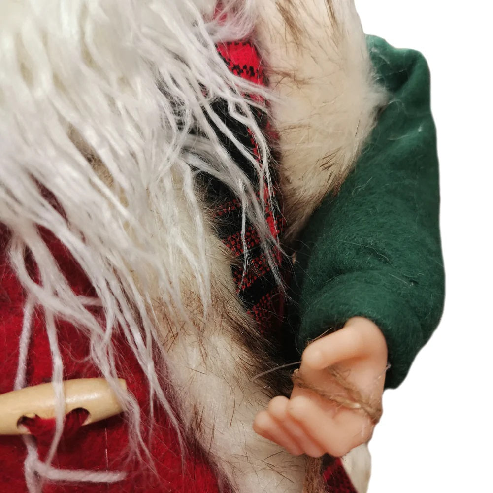 Statuina Babbo Natale Classico 40 cm Verde Rosso Addobbo Natalizio Realistico