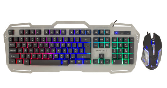 Kit Gaming Mouse 3200 Dpi e Tastiera USB con Retroilluminazione LED RGB, APACHE 2