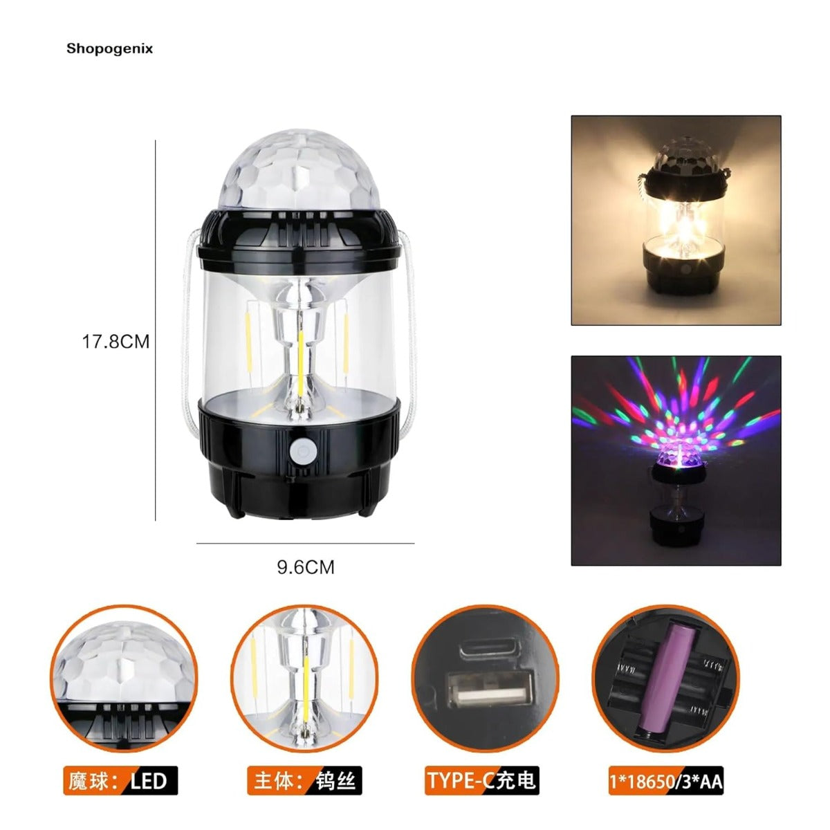 Luce da Palco Multifunzionale 20W – Proiettore LED Rotante con Effetti Colorati