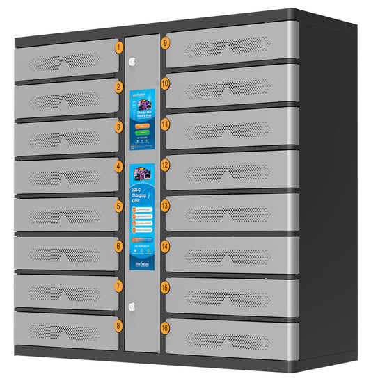 Armadio di Ricarica USB-C 16 Scomparti con Chiusura a PIN e Touchscreen 850W Grigio