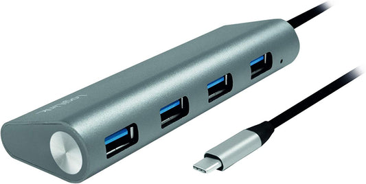 Hub USB-C SuperSpeed 4 Porte Alluminio Silver