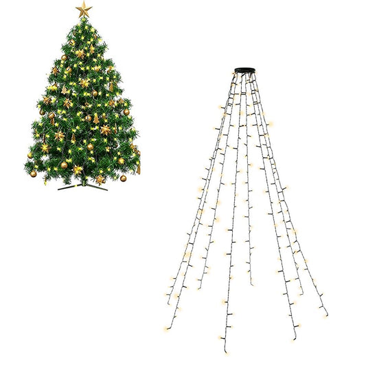 Catena Luminosa 200 Luci LED IP44 Bianco Caldo per Albero con Anello