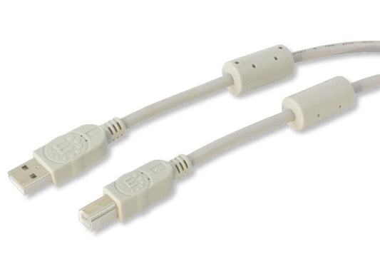 Cavo USB 2.0 A M / B M 1.8m con Ferrite Doppia Schermatura Grigio