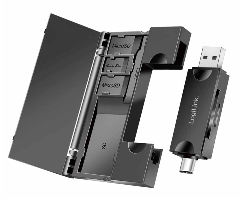 Lettore di Memorie USB 3.2 Gen1 2 in 1 con Custodia Card