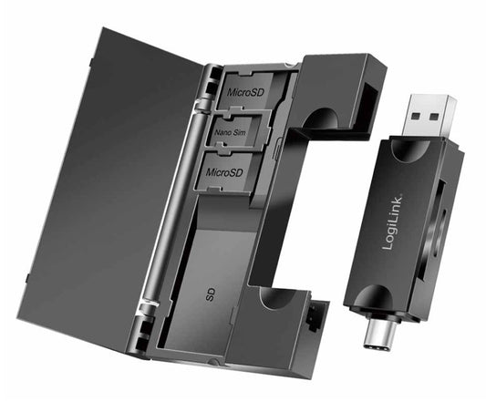 Lettore di Memorie USB 3.2 Gen1 2 in 1 con Custodia Card